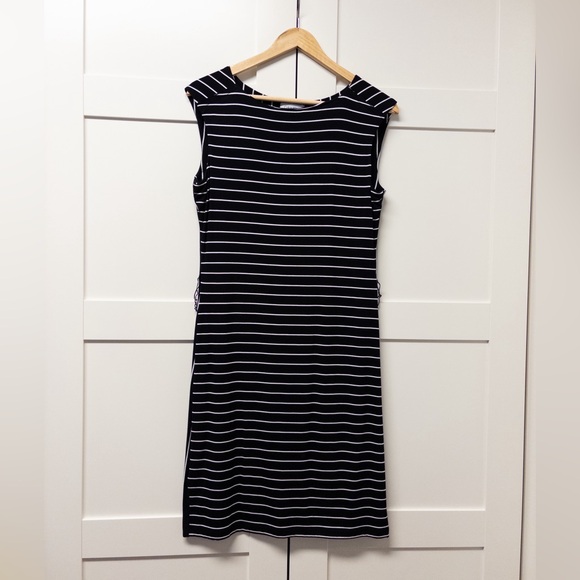 Calvin Klein Cotton Stretch Black and White Striped Dress Women’s Size 6 - Picture 1 of 4